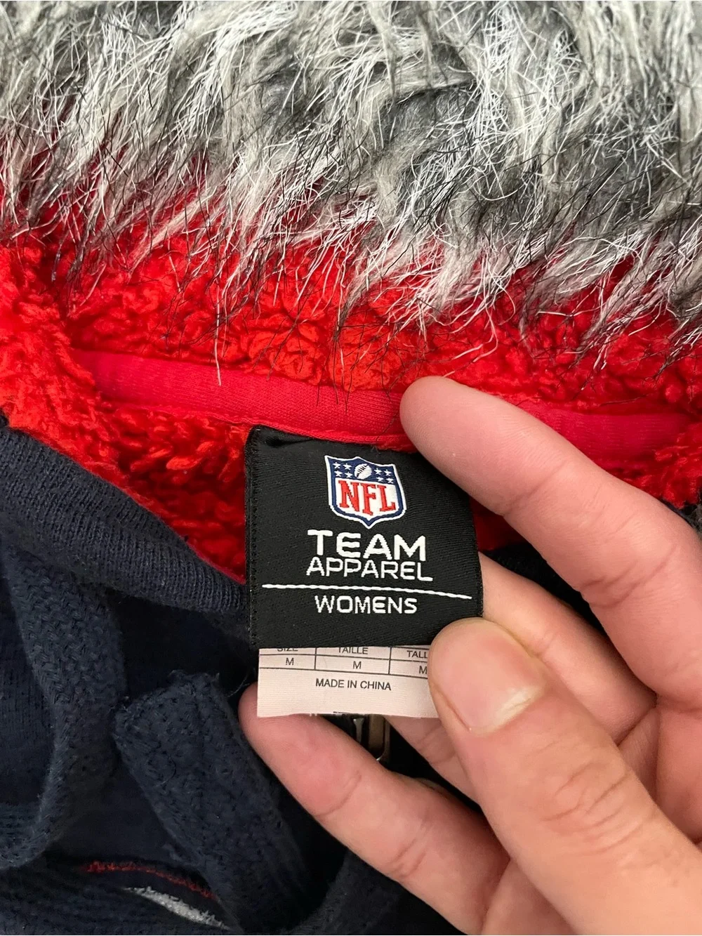 NFL New England Patriots Navy Hoodie with Faux Fur Trim